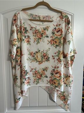 My Beloved Cream Floral Scoop-Neck Tunic